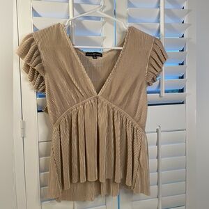 Stunning gold v-neck babydoll blouse